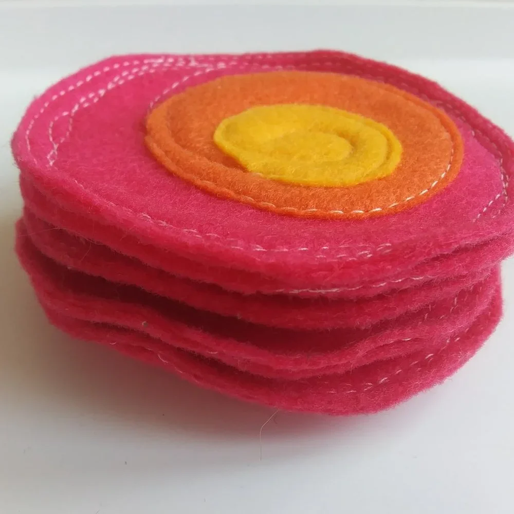 Handcrafted | Freeform Stitched Felt Coaster Set #2